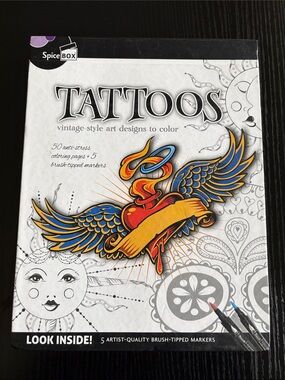 Tattoos Vintage-Style Coloring Book with Markers